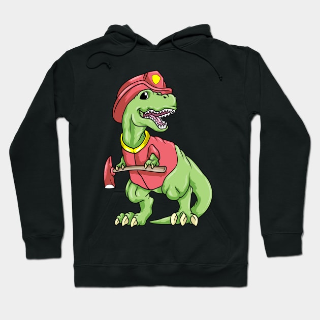 Dinosaur as firefighter with ax Hoodie by Markus Schnabel